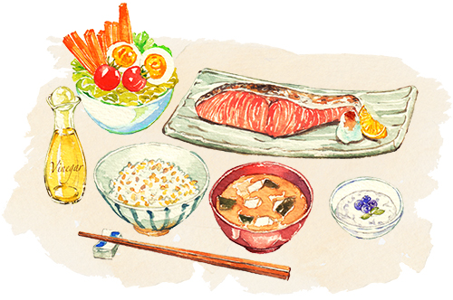 日本のご飯のイラストです。