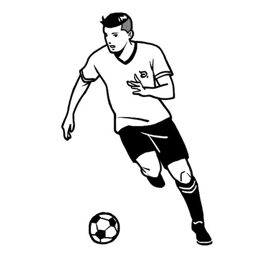 サッカー選手の線画イラスト