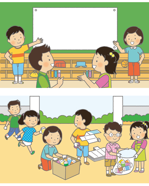 教室で勉強している小学生