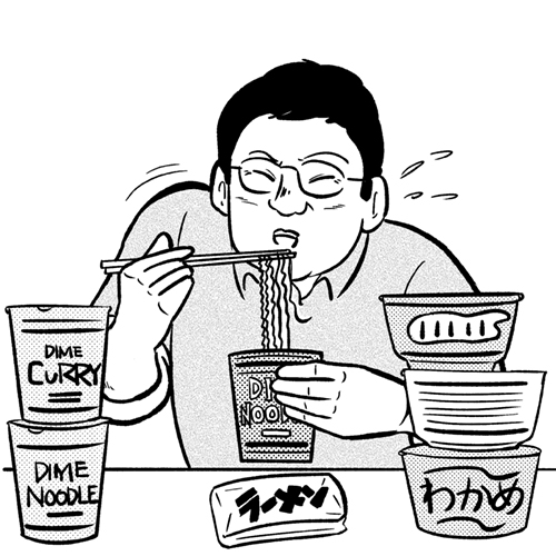 ラーメンを食べる男性