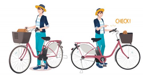 自転車と女性のイラスト