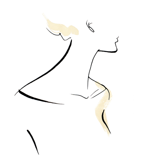 シンプルな線画で描いた女性の上半身のイラスト