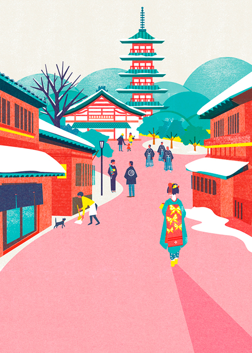 京都への旅行イメージイラスト