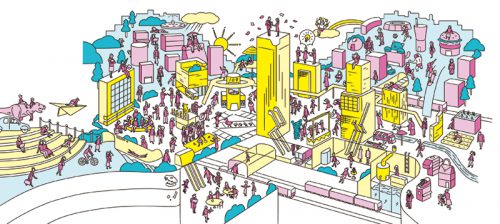 渋谷のアイデア俯瞰図イラスト