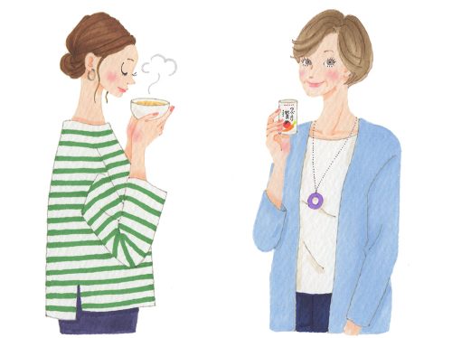 トマトジュースを飲む女性のイラスト