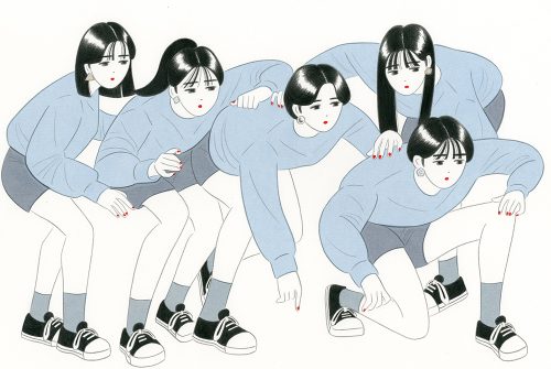 トレンド感のある女性たちの集合イラスト