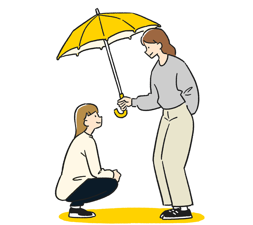 傘を指している女性のイラスト